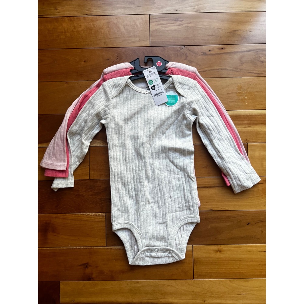 Child of Mine by Carters Baby Girls 3PK Long Sleeve Ribbed Bodysuits 18 Months